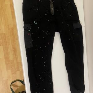 OFF WHITE Tapered Paint Splattered Fleece sweatpants